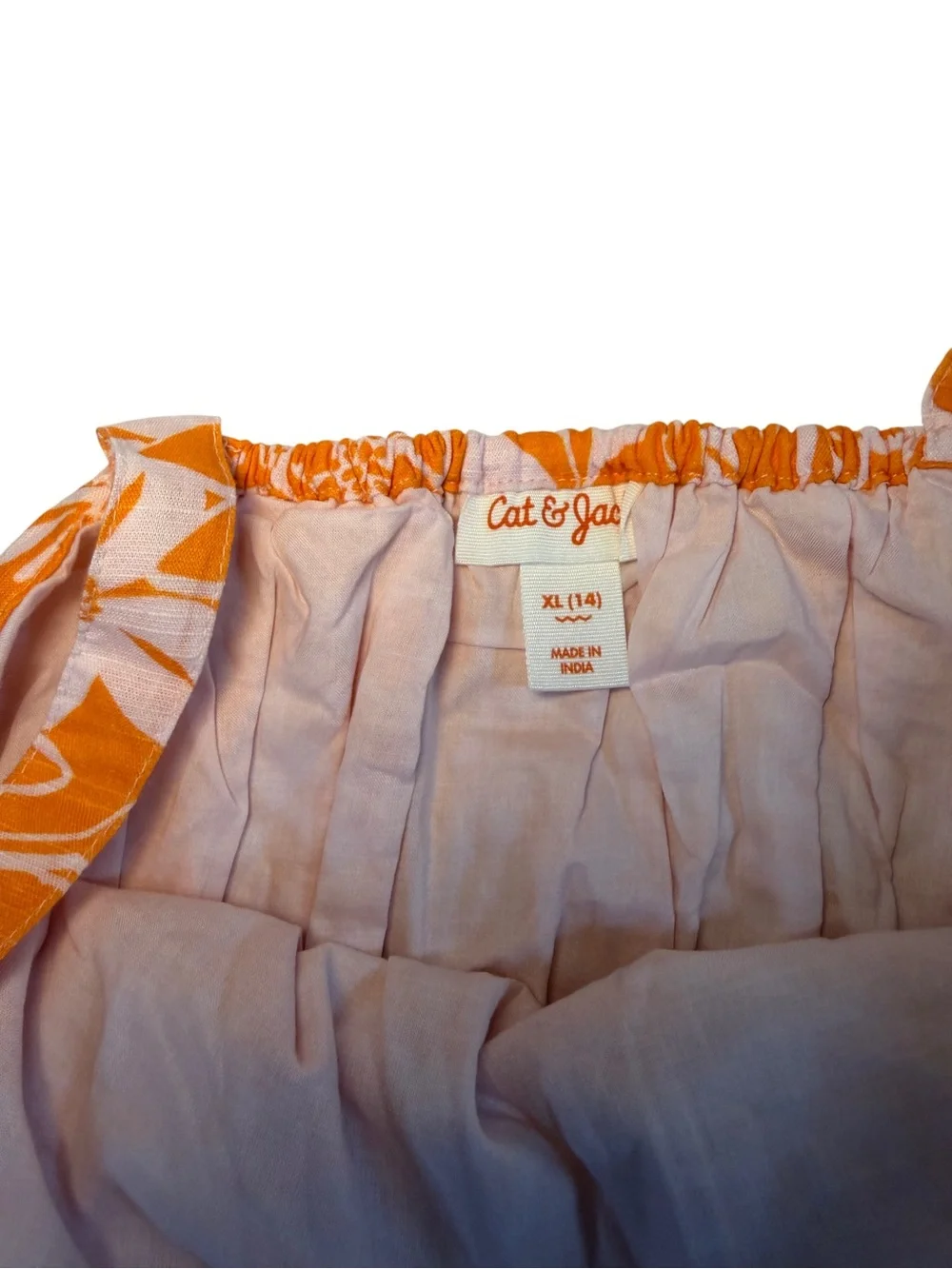 Cat & Jack Orange and White Floral Sundress for Girls. Size XL[14]. Sleeveless.